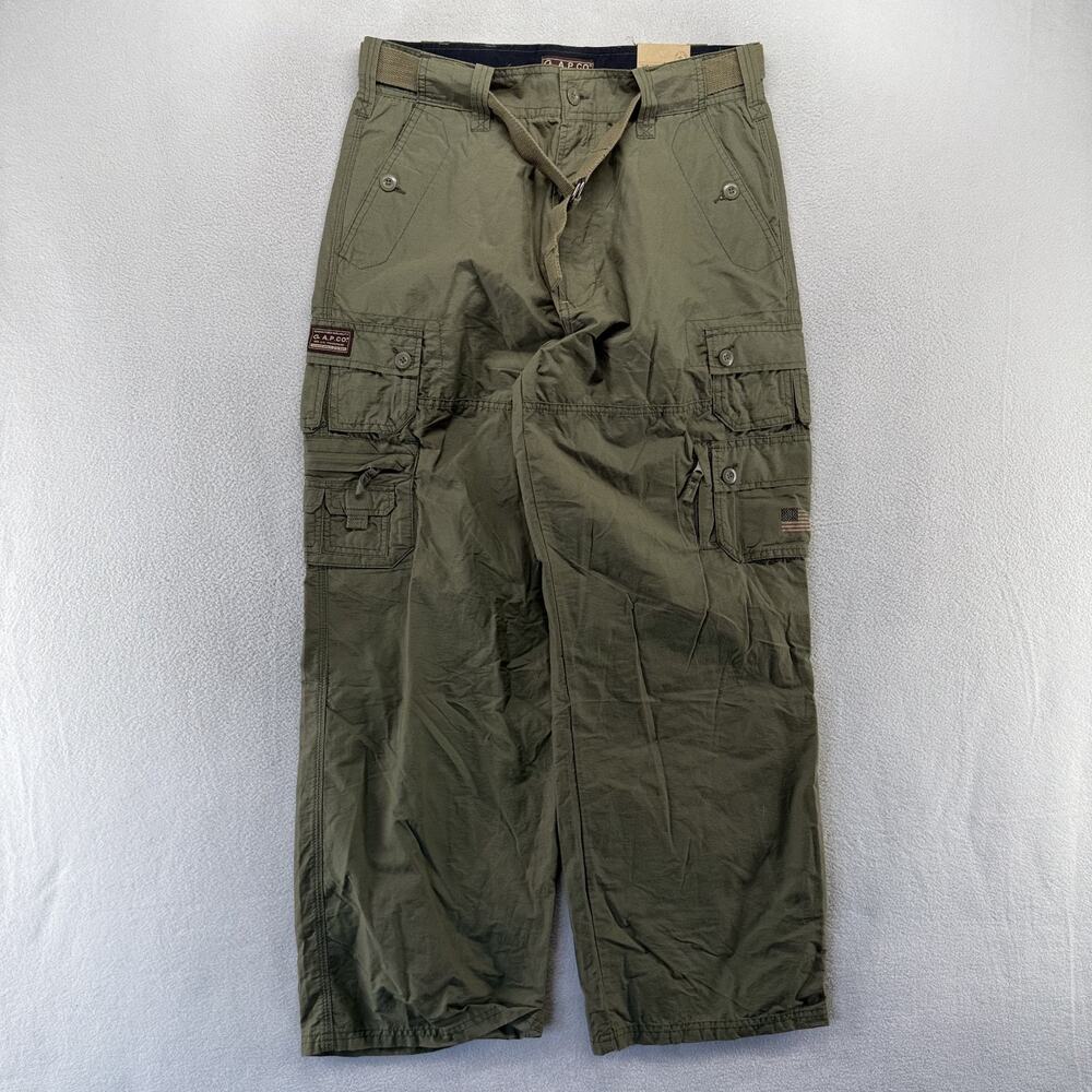 Vintage AP Co Pants Men's 34x30 Green Fits 32x30 Military Belted Surplus y2k NEW